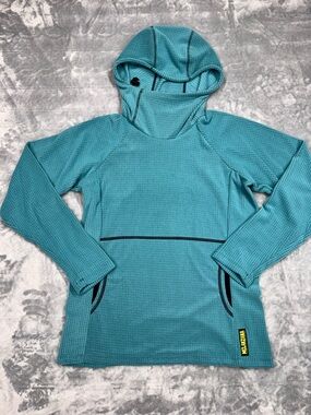 Melanzana Women's Micro Grid Teal Hoodie
